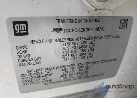 2023 Chevrolet Silverado 1500 4Wd Short Bed Lt With 2Fl from USA, damaged, VIN 1GCPDKEK3PZ148741